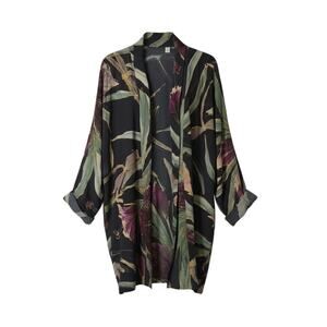 Wanda Way Vintage Silk Kimono Jacket Open Front Dolman Sleeve XL